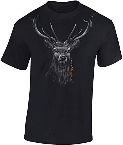 Baddery Jäger T-Shirt Männer - Hunting Passion - Jagd Tshirt Herren - Geschenk Kleidung Zubehör (Schwarz 6XL)