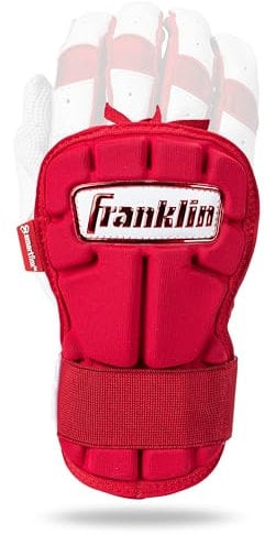 Franklin Sports Baseball Hand + Wrist Guard - PRT LG Series Adult Hand + Wrist Protector for Batting - Protective Hand, Wrist Shield - Right + Left Hand Hitters - Red - One Size - Adult