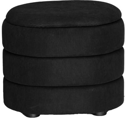 URBNLIVING Ottomane aus weichem Samt, mit Stauraum, Fußhocker, Ankleidestuhl (schwarz, oval)