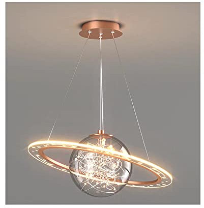 YangRy Modern LED Pendant Lights Fixture Industrial Simple Planet Decor Ceiling Light Fitting Kids Hanging Lamp 17W 3000K Warm White Chandelier for Children Bedroom Living Room