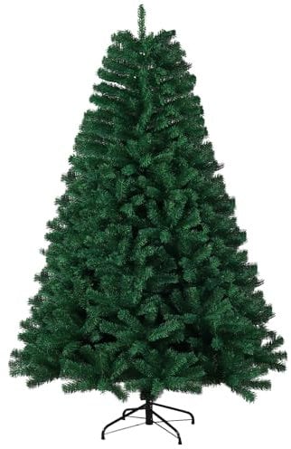 5FT Artificial Christmas Tree, 500 Tips Christmas Tree Xmas Tree with Solid Foldable Metal, Realistic Green Natural Branches Christmas Tree, Quick Setup Tree for Festival Holiday Christmas Decoration