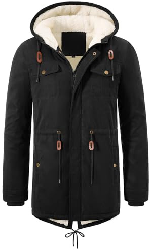 UMIPUBO Giacca Uomo Invernale Giubbotto con Cappuccio Parka Jacket in Pile Caldo Cappotto con Zip Termica Giacche Antivento Giubbino Media Lunga con Tasch