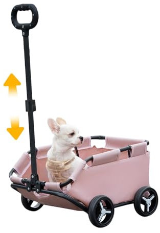 Hundebuggy – Rollende Katzentragetasche, Getränkehalter, Haustier-Kinderwagen, leicht, zusammenklappbar, 4 , Hundewagen für Reisen, Einkaufen, Spazierengehen, Spielen