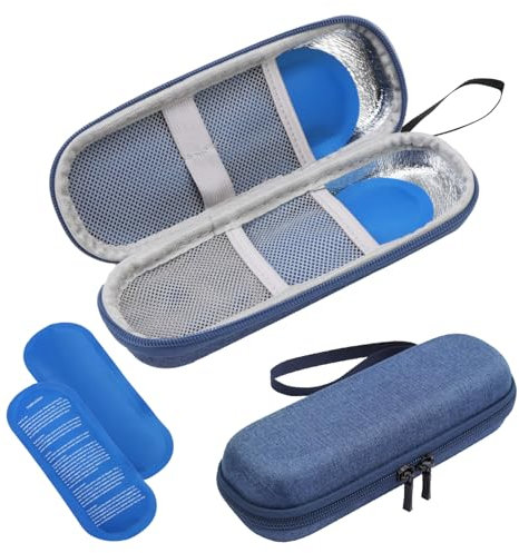Estuche Insulina Bolsa de Insulina de Viaje de Temperatura Constante con 2 Bolsas de Hielo Portátil Medicamentos Estuche de Viaje para Tomar Bolígrafos de Insulina Organizador para Diabéticos (Azul)