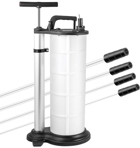 9L Manual Vacuum Oil Pump, Fluid Extractor Suction Pump with 4 Hoses Brake Bleeder, Hand Pump for Truck Rv Boat ATV Auto Car Motorbike, Engine oil, brake fluid and lubricants Transfer Hand Pump Tool
