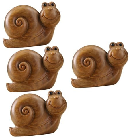Cabilock Dekorative Holzfigur 4 Stück Schnecke Holzstatue Schreibtischdekoration Süßes Regal Schnecke Dekoration Holzschnecke Statue Schneckenfigur Einzigartiges Schneckendekor Sandelholz Black