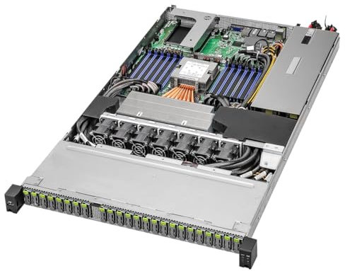 ASRock Rack Server Storage Barebone 1U24E1S-GENOA/2L2T Single Socket SP5 (LGA 6096), AMD EPYC 9005*/9004 24 E1.S Drive