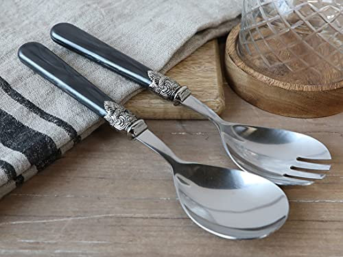 Chic Antique Salatbesteck 2-Teile Dekor Antique Kohle Look Vintage Nostalgie