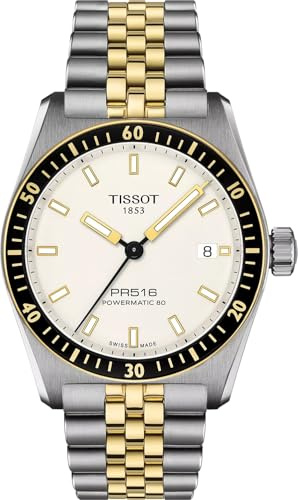 Tissot PR516 T1494072201100 Herren Armbanduhr Weiß Zifferblatt Gold Klassisch, gold, Klassisch