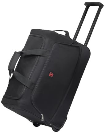 OIWAS Reisetasche mit Rollen kleine 55L Business Trolley Handgepäck Sporttasche Weekender Damen und Herren Erweiterung Schwarz