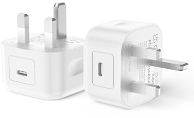 USB C Plug,20W USB C Fast Charger Plug for iPhone,2-Pack Power Adapter, PD Charger Adapter for iPhone 16/15/14/13/12/11/XS Max/XS/XR/X/SE 2022/8,iPad, Samsung Galaxy,Ultra-Portable Typ C Charger UK