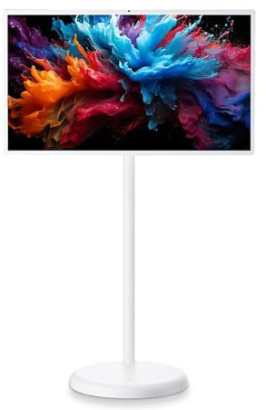 BSTGEKELY 32-Inch Portable Smart TV with Touchscreen Display,Rolling TV on Wheels with Voice Control Android OS 8G RAM+128G Storage Built-in Battery 10500mAh Battery