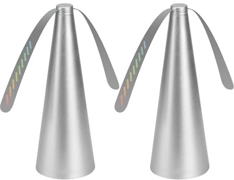 Lot de 2 répulsifs à mouches, pour éloigner les mouches et les insectes des aliments, pour table et terrasse, ailes souples portables, alimentés par batterie (2 pièces, argenté)