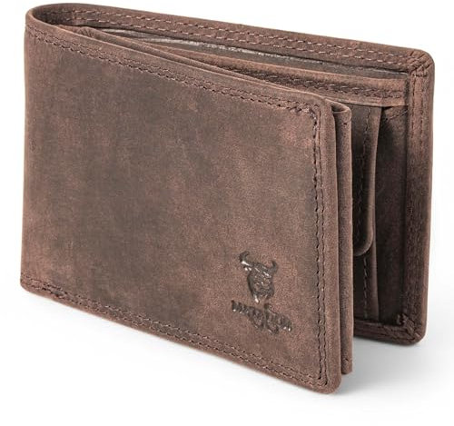 MATADOR Mini Geldbörse Portmonee Herren Klein, Männer Geldbeutel mit RFID Blocker Kleines Portemonnaie Klein Leder, Kleiner Ledergeldbeutel für Herren und Damen mit Geschenk-Box, Dunkel Braun