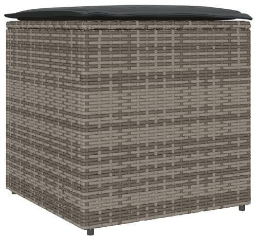 vidaXL Caja de Almacenamiento Grande para Exteriores en Gris Oscuro, Hecha de ratán Duradero. Tiene un diseño Texturizado y Espacioso, balcón o Cualquier área Exterior. Es una soluc