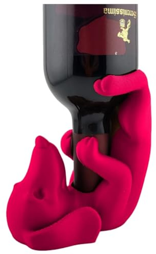 HFHungkeong Dackel Weinflaschenhalter, niedlich und einzigartig Home Bar Counter Decor, perfekte skurrile Geschenke für Haustierbesitzer (Rose Red)