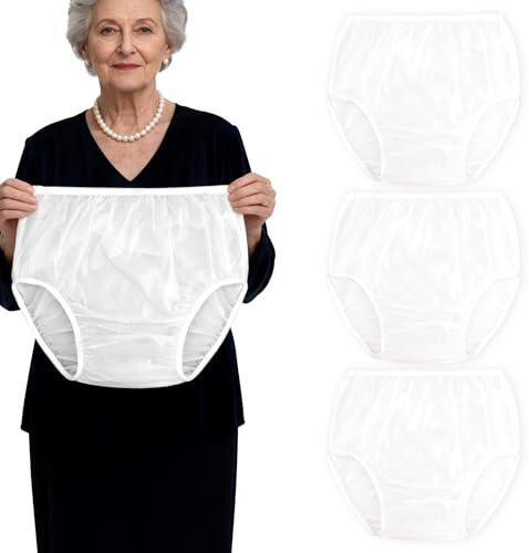 Florith 3 Pcak Adult Diaper Cover Plastic Pants, ​ (White, Small)