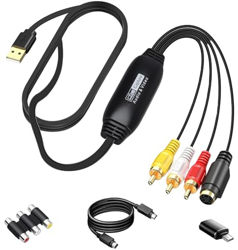 LZHIOs VHS to Digital Converter, USB 2.0 Video Capture Card, 1080P HD Analog to Digital Adapter, RCA AV Composite to USB Audio Video to Convert Analog VHS VCR Tapes DVD to Digital on Windows Mac OS