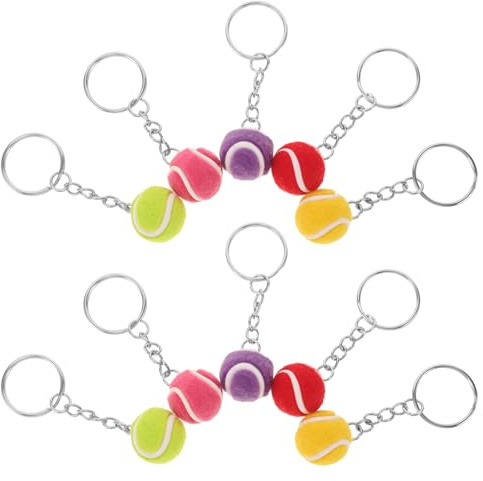 MUELODSIC Llavero Colgante de Mini Pelota de Tenis 2 CM Set de 10 Piezas Multicolor Amarillo Rojo Verde Morado Fucsia Accesorio Deportivo para Bolsos y Manualidades Obsequio