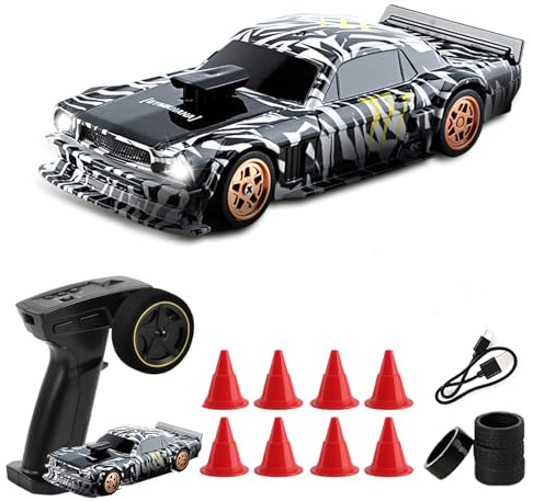 Vefacion Mini RC Drift Auto 1:43, 2,4 GHz, 15 km/h, ferngesteuert mit Licht | RC-Rennauto im Maßstab 1:43 für Drift- und Fahrspaß, mit 2,4-GHz-Fernsteuerung und Licht; Geschwindigkeit: 15 km/h