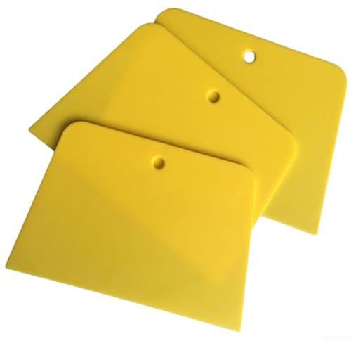 Hosrivae Lackspachtel und Folienauftragsschaber für Karosserie-Reparatur, Blasenentfernungswerkzeug, kompatibel mit Autolackarbeiten, 3er-Pack gelbes PP + PU-Streuer (weich)