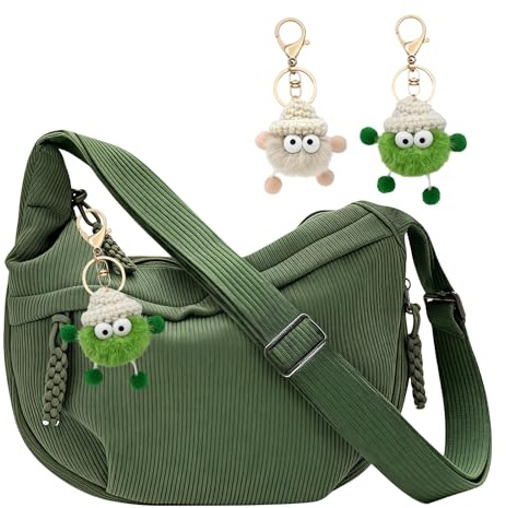 Esoes Umhängetasche Damen Crossbody Bag Cord Tasche Halbmond Tasche Damen mit verstellbarem Schultergurt für Arbeit, Uni, Reisen
