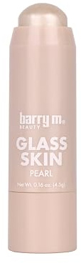 Barry M Glass Skin Highlighter Stick Multi Use Cream Highlighter Glossy Stick for Face Dewy Glow Lightweight Blendable Formula with Vitamin E - Pearl
