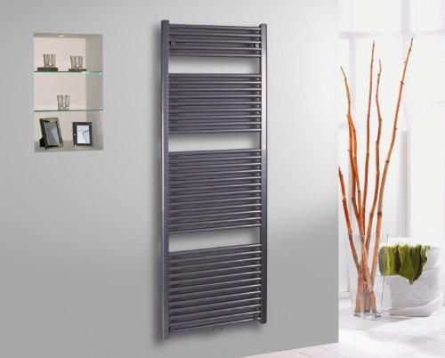 Badheizkörper Design Bremen 2 Edelstahloptik Marke: Szagato HxB: 177 x 60 cm 1450 Watt/Badheizkörper gerade Handtuchwärmer Handtuchtrockner Mittelanschluss Röhrenheizkörper Rohrheizkörper vertikal