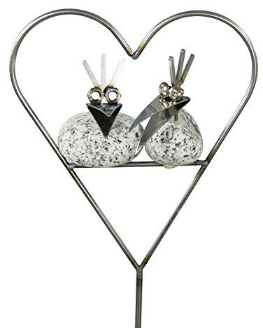 Gebrüder Lomprich Steinvögel mini Herz am Stab, Höhe ca. 100 cm