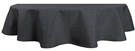 Tischdecke oval Leinenoptik 135x180 cm Anthrazit Lotuseffekt Tischwäsche Wasserabweisend Tischtuch Fleckenabweisend Bügelfrei Abwischbar Waschbar Innen und Außen Perleffekt