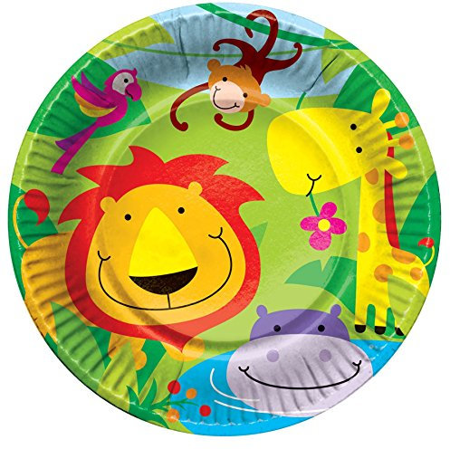 Jungle Theme 8 Plates Girls Kids Childrens Birthday Zoo Animal