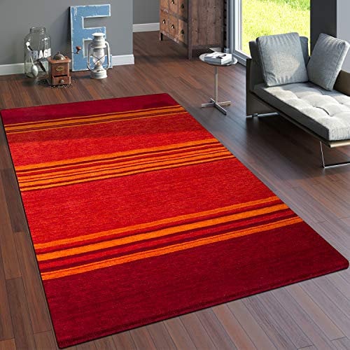 Paco Home Teppich Wohnzimmer Schlafzimmer Kurzflor Ethno Design Geometrisches Muster Handgearbeitet Gabbeh Moderne Deko, Grösse:160x230 cm, Farbe:Terracotta 3