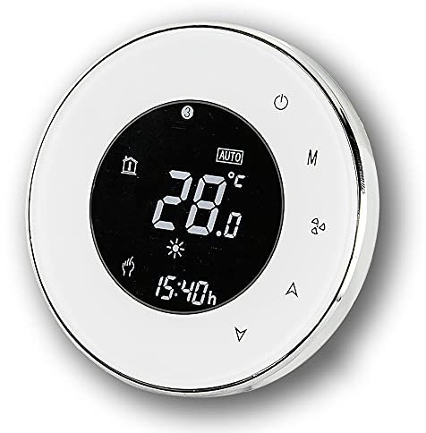 BecaSmart 6000 Series WiFi Thermostat Ronde pour Chauffage à l'eau 3A Blanc Assistant Vocal Alexa Google Home