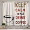Lunarable Coffee Kitchen Curtains Keep Calm and Drink Coffee Words with Hot Brewed Drink Nostalgic Urban Artwork Print, Window Drapes 2 Panel Set for Kitchen Cafe Decor, 140 x 99 cm, Rubingelb