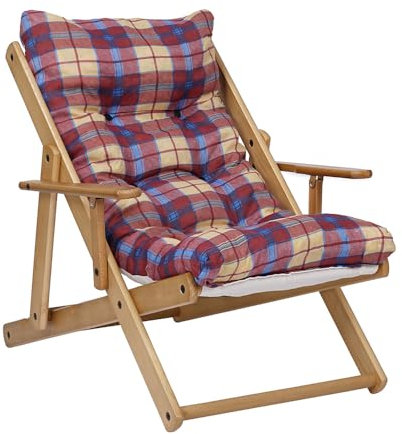 Sessel Relax Liegestuhl 3 Positionen in Holz Klapppolster H 100 cm Farbe als Foto (Bordeaux)
