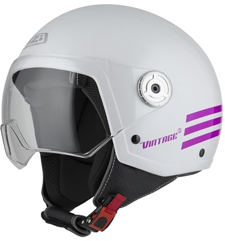 NZI Unisex-Adult Vintage 3 Helmet, TRIBAND Pearl White&PINK, L