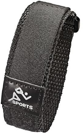Alpine Sporty Uhrenarmband, gepolstert, Nylon-Stoff, 20 mm, Schwarz / Schwarz