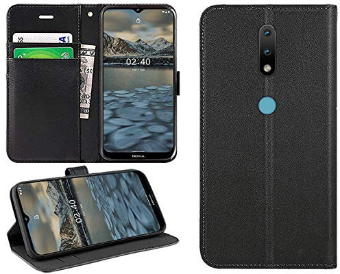 DN-Technology Nokia 2.4 Case, Flip Case Folio, PU Leather Book Wallet, Stand Feature, Magnetic Closure, ID Card Holder, Phone Case For Nokia 2.4 (BLACK)