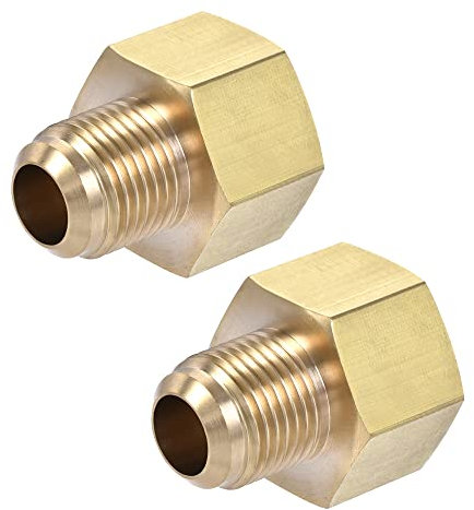 sourcing map Laiton Tuyau Raccord Degré 3/8 SAE Flamme Mâle 1/2 SAE Femelle Fil Tube Adaptateur Connecteur pour Climatisateur Réfrigération 2Pcs