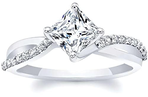 Molioaki Verlobungsring Damen 9 Karat (375) Weißgold Diamant Ring Brillantschliff 5A Zirkonia Ring 1.15kt Weißgold Ring Damen mit CZ (54(17.2))