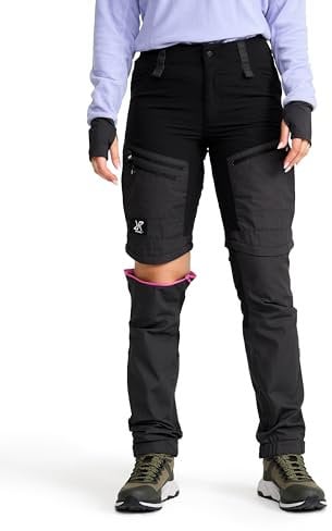RevolutionRace Damen RVRC GP Pro Zip Off Pants, strapazierfähige, belüftete und wandelbare Hose für alle Outdoor-Aktivitäten, Jet Black, XL
