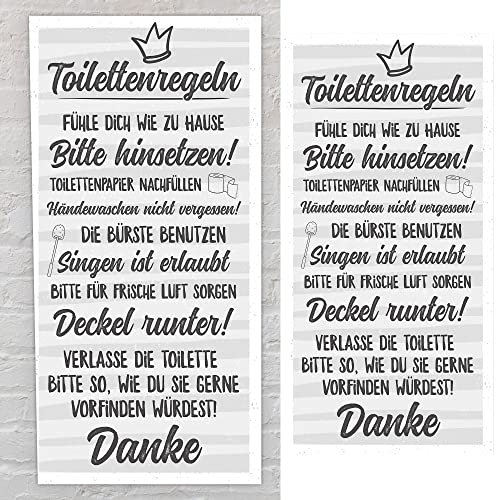 Toilettenregeln Shabby Chic 20x40cm MDFPlankenschild Sprüche Toilette Klo Hygieneregeln Regeln Stilles Örtchen Holzoptik Planken Wanddekoration(1 x Plankenschild Toilette)