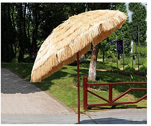 XPGEREP Sombrilla Parasol Plegable, Redondo Paraguas De Paja Sombrilla para Patio, Jardín, Playa, Balcón y Terraza/Diameter 200cm / Hight 215cm
