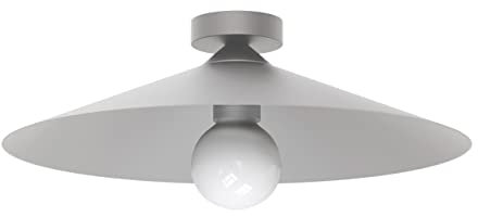 L+, Plafón LED techo, metal, forma cónica, diámetro 40 cm, lámpara de cocina, blanco mate.