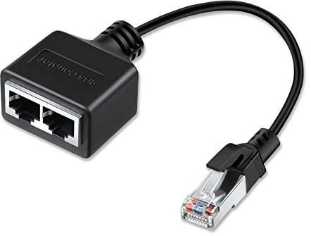 JeoPoom Cable Adaptador RJ45 1 a 2 de 17 cm, RJ45 Ethernet Splitter, Duplicador RJ45 Ethernet Splitter para Ethernet Cat 5 / Cat 5e / Cat 6 / Cat 7, Cambiar de Red Entre Dos Computadoras