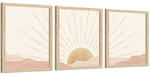 Putuo Decor Boho Sun Wall Art Dekor, Mid Century Sunset Sunrise Poster Prints Wandkunst, Moderne Raumdekorationen Ästhetik UNFRAMED, 20,3x25,4cm