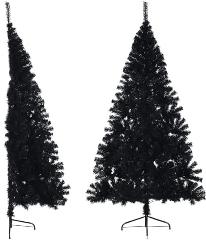 vidaXL Künstlicher Halb Weihnachtsbaum mit Ständer Christbaum Tannenbaum Dekobaum Kunstbaum Weihnachten Dekoration Weihnachtsdeko Schwarz 240cm PVC
