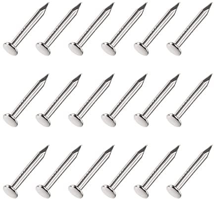 METALLIXITY Small Nails (1.2x8mm) 1000pcs, Carbon Steel Tiny Hardware Nails - for Household Woodworking, Silver Tone