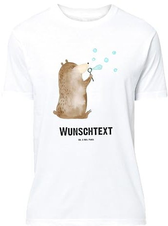 Mr. & Mrs. Panda Größe L Personalisiertes T-Shirt Bär Seifenblasen - Personalisierte Geschenke, Teddybär, Teddy, Nachthemd, Seifenblasen Bär Lustig