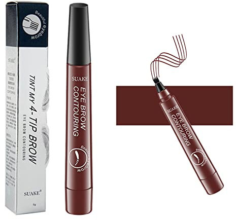 Augenbrauenstift,Microblading Augenbrauenstift,Wasserfest Brauenstift,Wasserdichter Tattoo-Augenbrauenstift mit Mikro-Gabelspitze Applikator,Natürlichen,langanhaltendes Ergebnis(3#Rotbraun)